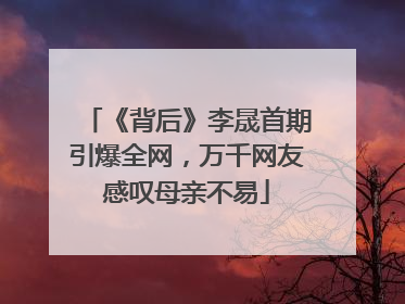 《背后》李晟首期引爆全网，万千网友感叹母亲不易