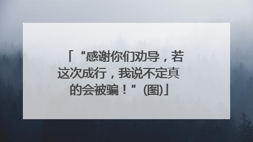“感谢你们劝导，若这次成行，我说不定真的会被骗！”(图)