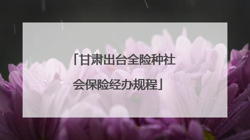 甘肃出台全险种社会保险经办规程
