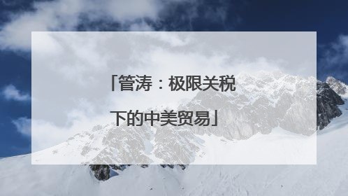 管涛：极限关税下的中美贸易