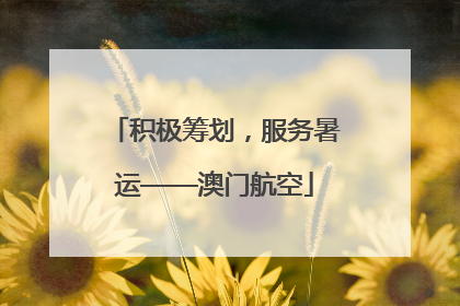 积极筹划，服务暑运——澳门航空