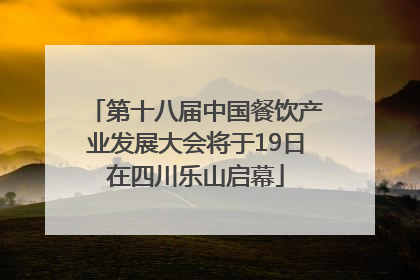 第十八届中国餐饮产业发展大会将于19日在四川乐山启幕