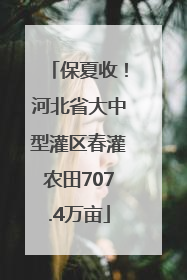 保夏收！河北省大中型灌区春灌农田707.4万亩