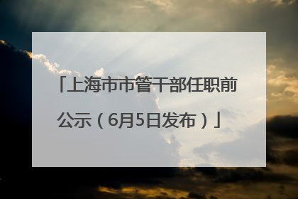 上海市市管干部任职前公示（6月5日发布）