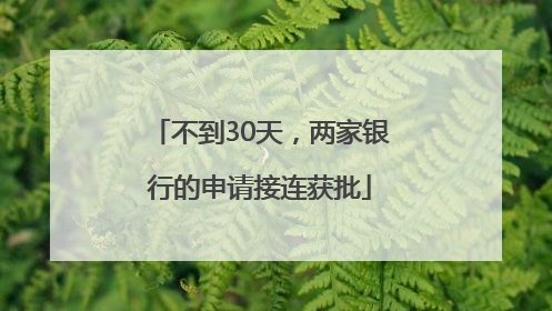 不到30天，两家银行的申请接连获批