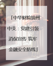 中华财险锦州中支：党建引领消保宣传 筑牢金融安全防线