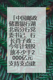 中国邮政储蓄银行湖北省分行党委书记、行长肖子政：今年计划投放不少于2000亿元支持支点建设