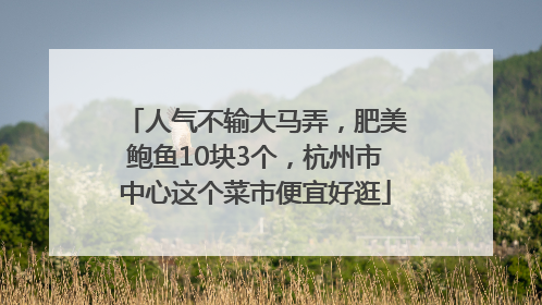 人气不输大马弄，肥美鲍鱼10块3个，杭州市中心这个菜市便宜好逛