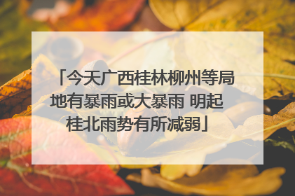 今天广西桂林柳州等局地有暴雨或大暴雨 明起桂北雨势有所减弱