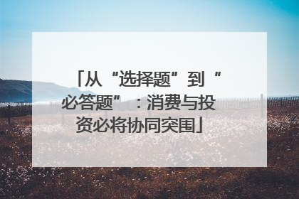 从“选择题”到“必答题”：消费与投资必将协同突围