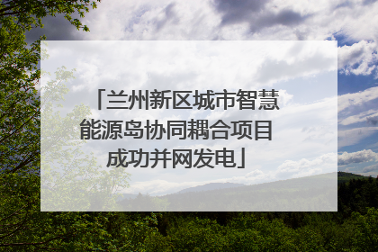 兰州新区城市智慧能源岛协同耦合项目成功并网发电