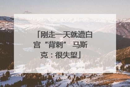 刚走一天就遭白宫“背刺” 马斯克：很失望