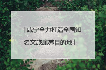 咸宁全力打造全国知名文旅康养目的地