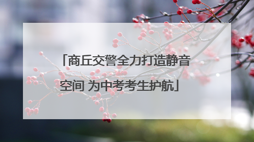 商丘交警全力打造静音空间 为中考考生护航