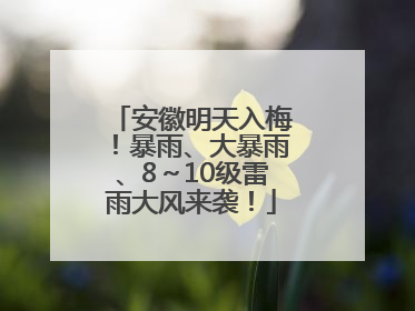 安徽明天入梅！暴雨、大暴雨、8～10级雷雨大风来袭！