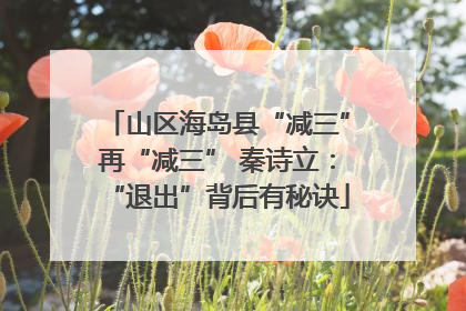 山区海岛县“减三”再“减三” 秦诗立：“退出”背后有秘诀