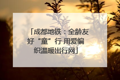 成都地铁：全龄友好“童”行 用爱编织温暖出行网
