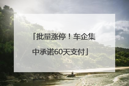 批量涨停！车企集中承诺60天支付