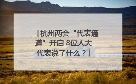 杭州两会“代表通道”开启 8位人大代表说了什么？
