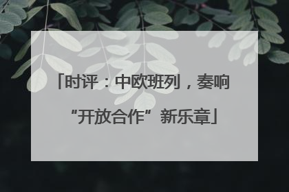 时评：中欧班列，奏响“开放合作”新乐章