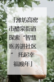 潍坊高密市醴泉街道探索“智慧医养进社区” 托起幸福晚年