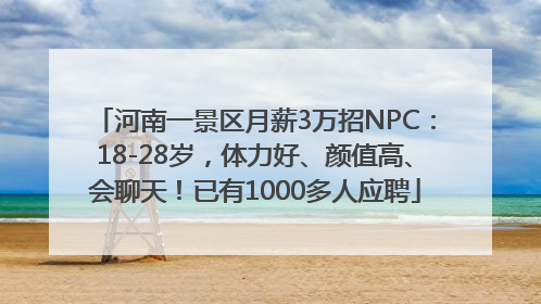 河南一景区月薪3万招NPC：18-28岁，体力好、颜值高、会聊天！已有1000多人应聘