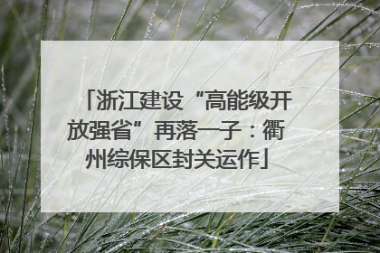 浙江建设“高能级开放强省”再落一子：衢州综保区封关运作