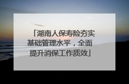 湖南人保寿险夯实基础管理水平，全面提升消保工作质效