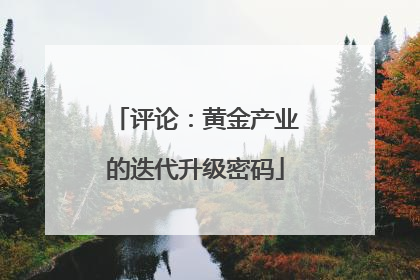 评论：黄金产业的迭代升级密码