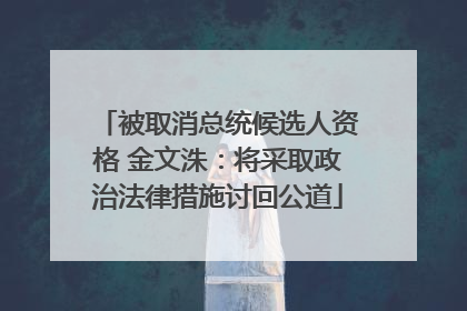 被取消总统候选人资格 金文洙：将采取政治法律措施讨回公道