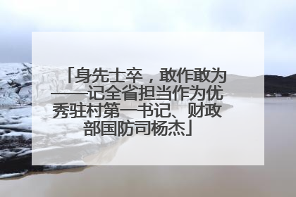 身先士卒，敢作敢为——记全省担当作为优秀驻村第一书记、财政部国防司杨杰