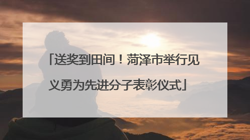 送奖到田间！菏泽市举行见义勇为先进分子表彰仪式