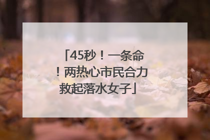 45秒！一条命！两热心市民合力救起落水女子