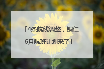 4条航线调整，铜仁6月航班计划来了