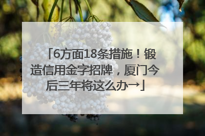 6方面18条措施！锻造信用金字招牌，厦门今后三年将这么办→